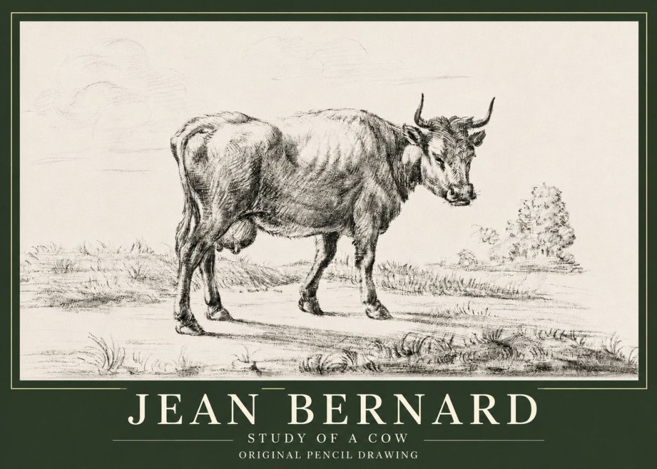 Jean Bernard Study of a Cow XII No3 - Affiche