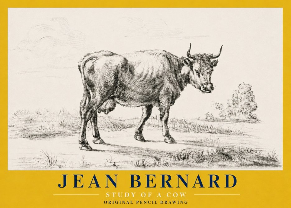 Jean Bernard Study of a Cow XII No4 - Affiche