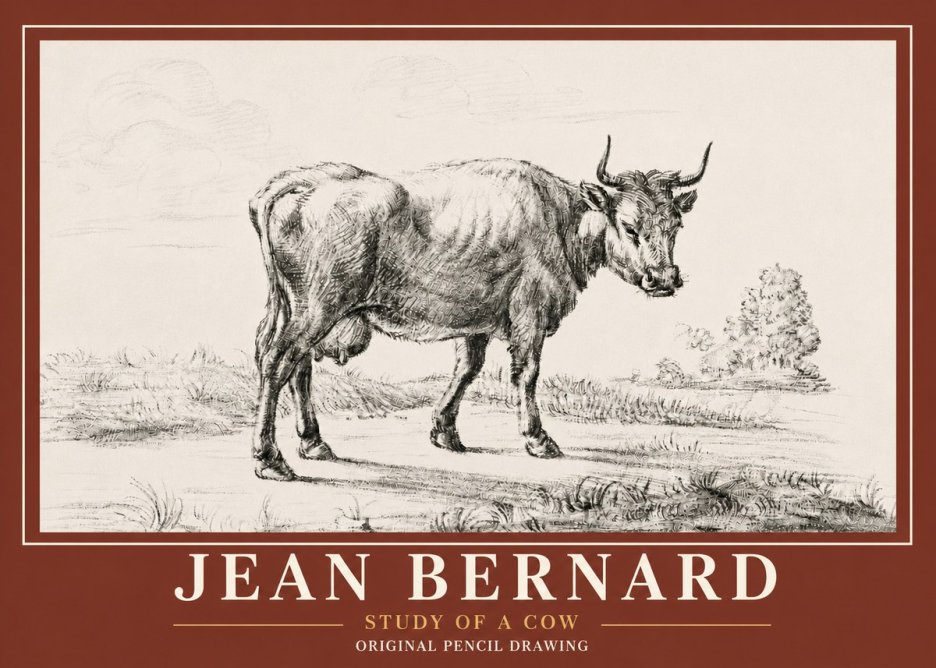 Jean Bernard Study of a Cow XII No6 - Affiche