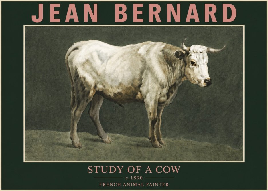 Jean Bernard Study of a Cow C. 1890 No3 - Affiche