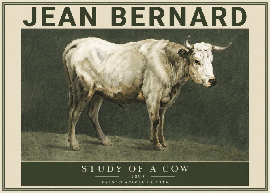 Jean Bernard Study of a Cow C. 1890 No4 - Affiche