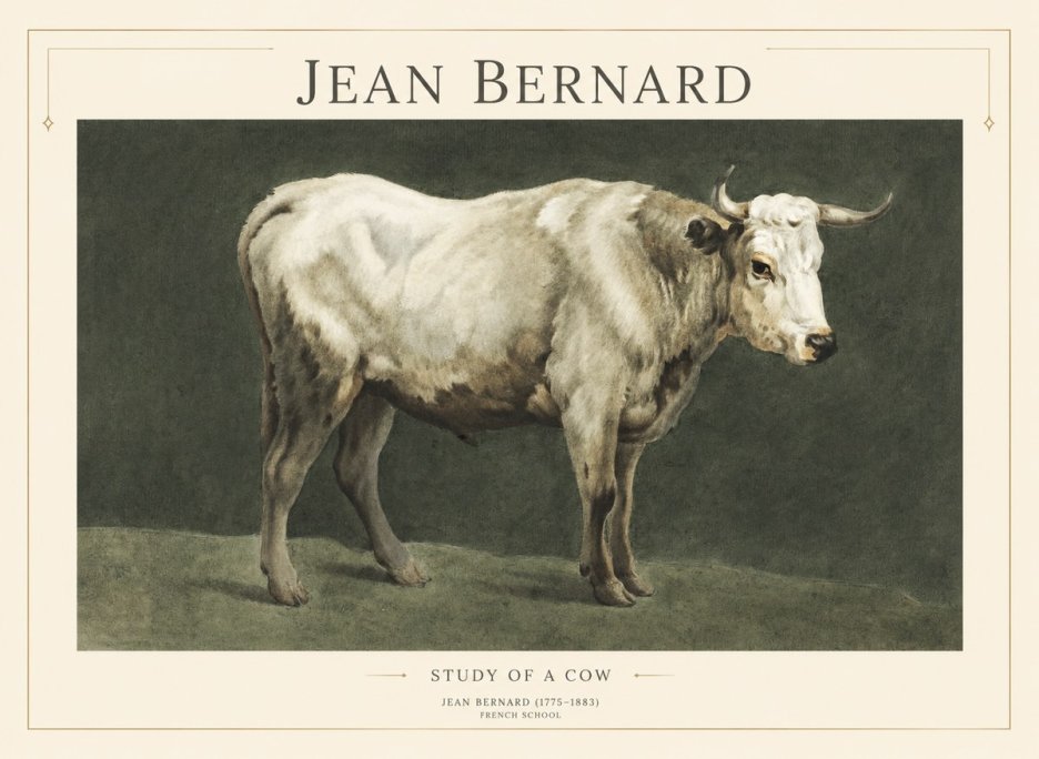 Jean Bernard Study of a Cow C. 1890 No5 - Affiche