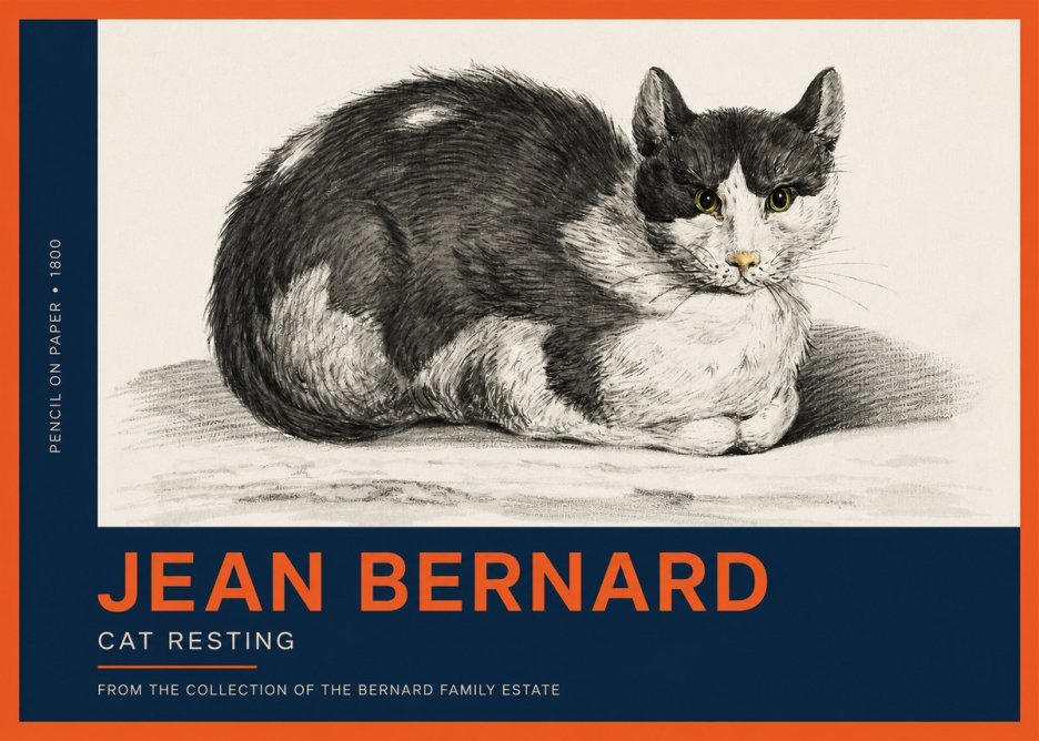 Jean Bernard Cat Resting No2 - Affiche