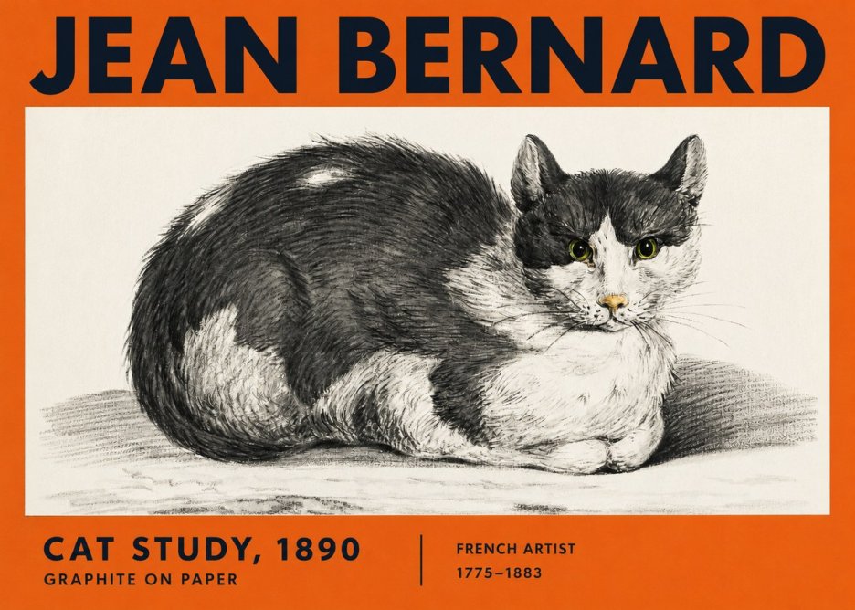 Jean Bernard Cat Resting No4 - Affiche