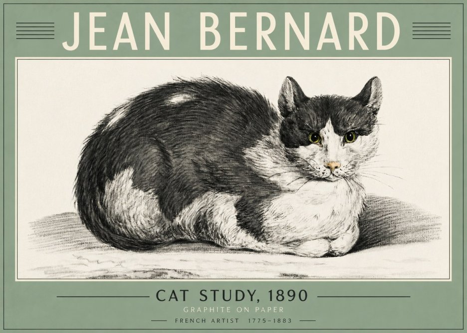 Jean Bernard Cat Resting No5 - Affiche