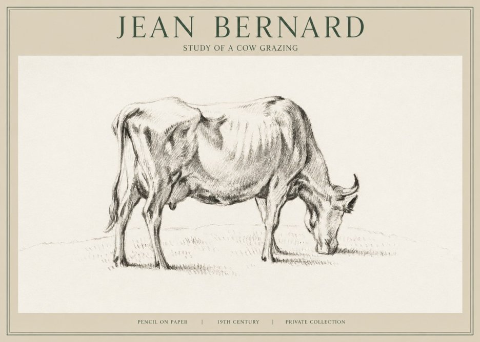 Jean Bernard Study of a Cow Grazing I No1 - Affiche