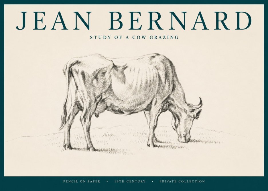 Jean Bernard Study of a Cow Grazing I No2 - Affiche