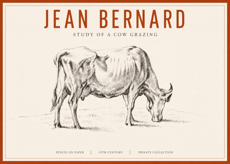 Jean Bernard Study of a Cow Grazing I No3 - Affiche