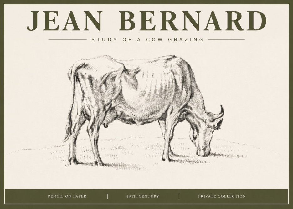 Jean Bernard Study of a Cow Grazing I No4 - Affiche