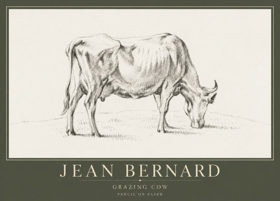 Jean Bernard Study of a Cow Grazing I No5 - Affiche
