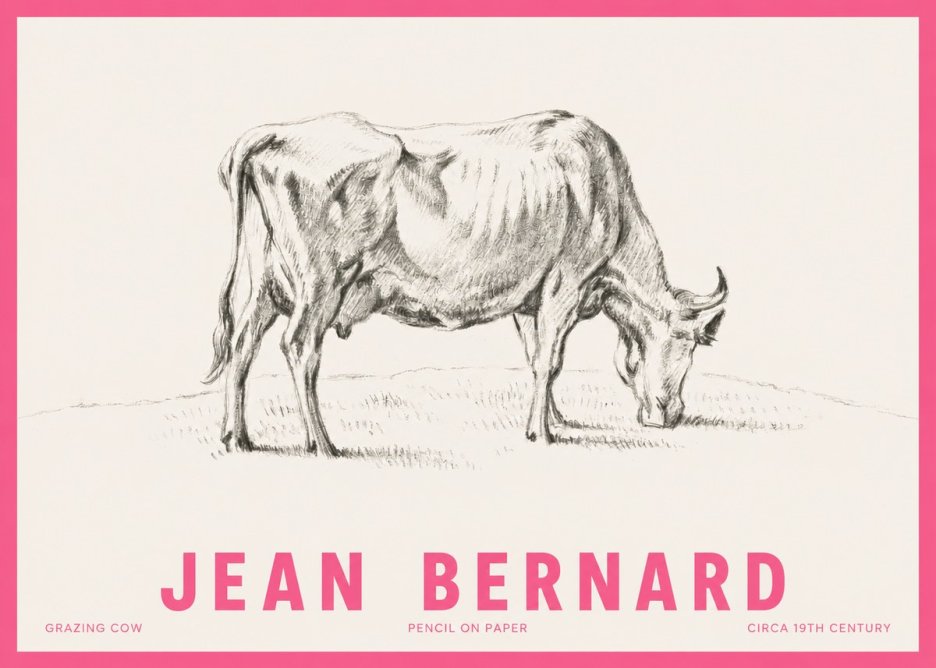 Jean Bernard Study of a Cow Grazing I No6 - Affiche