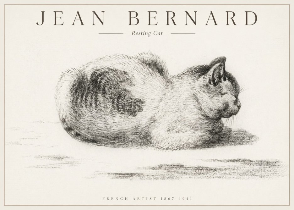 Jean Bernard Resting Cat No1 - Affiche