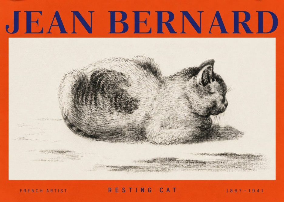 Jean Bernard Resting Cat No2 - Affiche