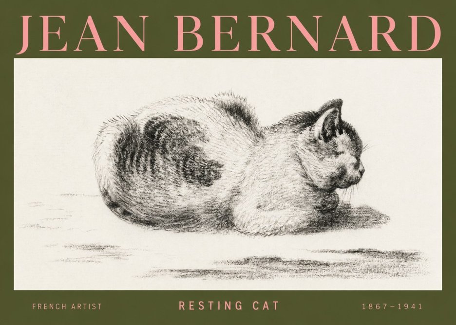 Jean Bernard Resting Cat No3 - Affiche