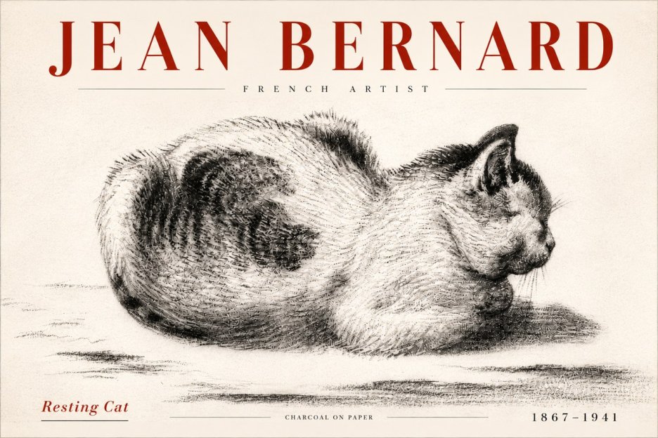Jean Bernard Resting Cat No5 - Affiche