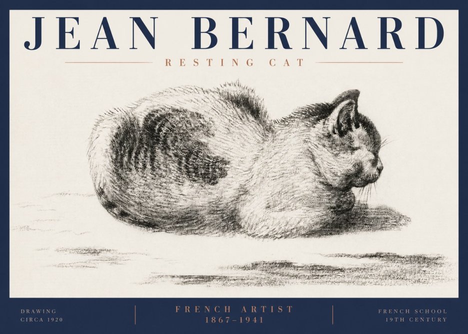 Jean Bernard Resting Cat No6 - Affiche