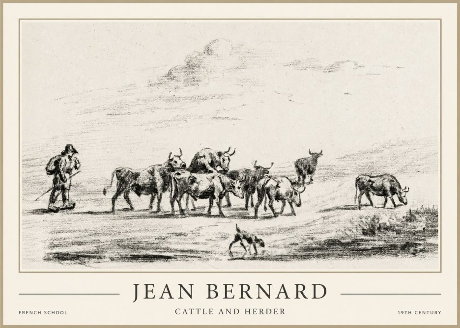 Jean Bernard Cattle and Herder No1 - Affiche