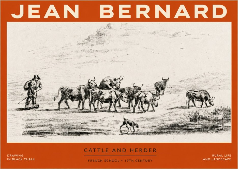 Jean Bernard Cattle and Herder No2 - Affiche