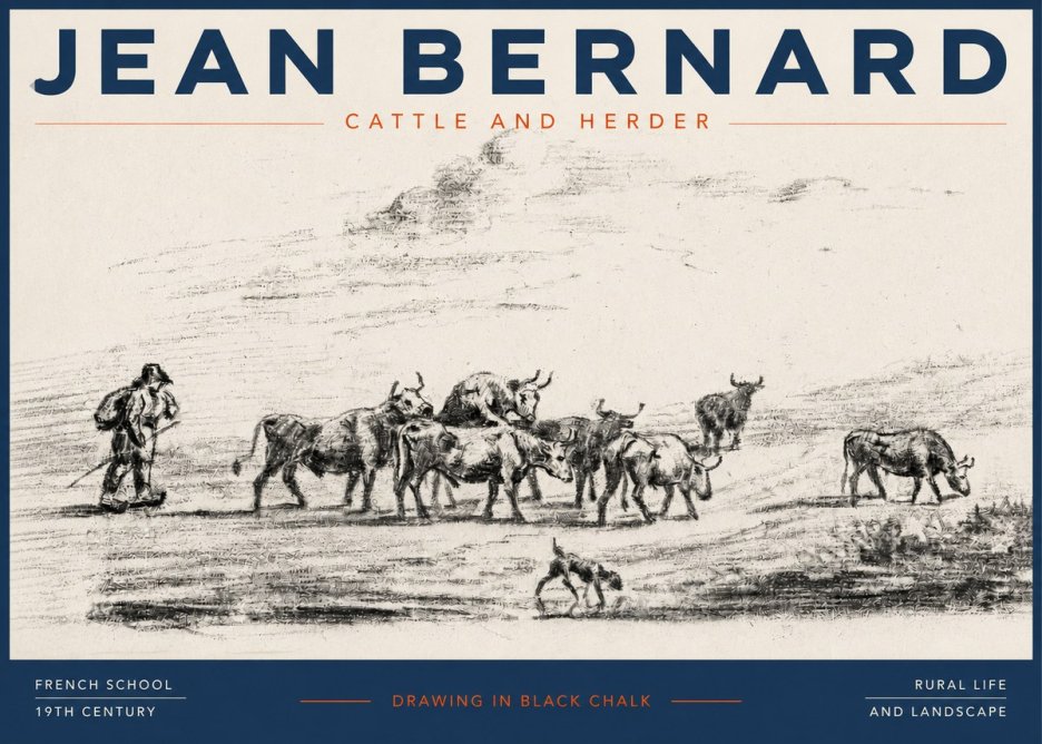 Jean Bernard Cattle and Herder No3 - Affiche