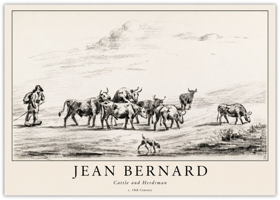 Jean Bernard Cattle and Herder No6 - Affiche