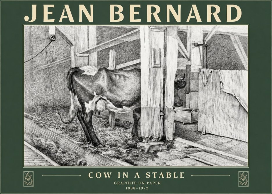 Jean Bernard Cow in a Stable No3 - Affiche