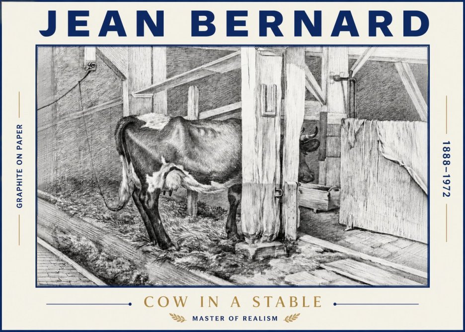 Jean Bernard Cow in a Stable No4 - Affiche