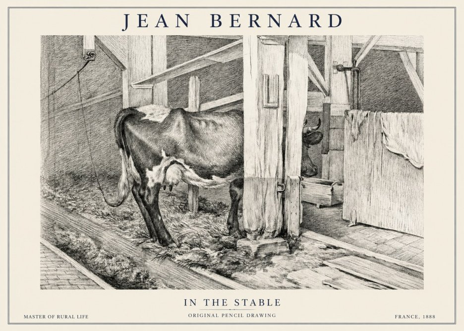 Jean Bernard Cow in a Stable No6 - Affiche