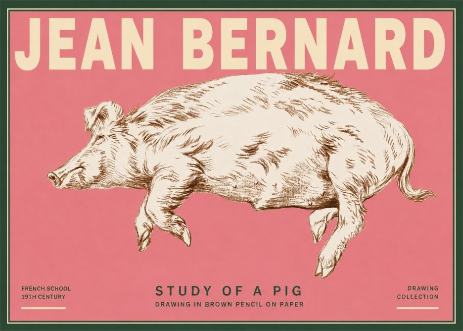 Jean Bernard Study of a Pig II No3 - Affiche