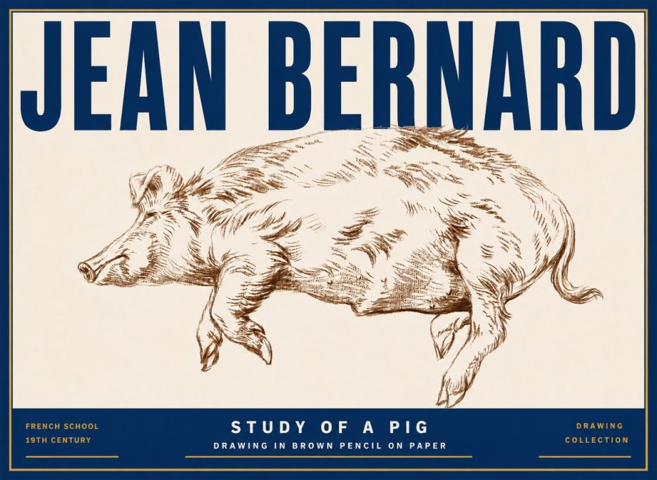 Jean Bernard Study of a Pig II No5 - Affiche