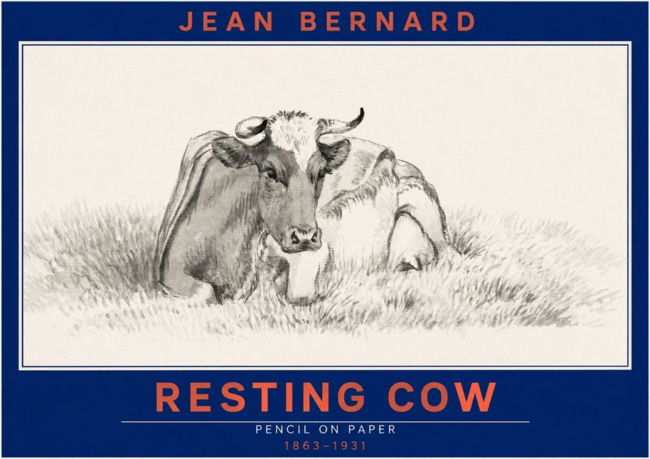 Jean Bernard Resting Cow IV No2 - Affiche