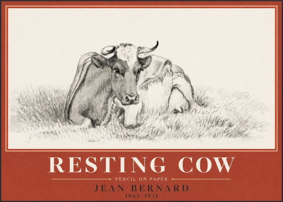 Jean Bernard Resting Cow IV No4 - Affiche
