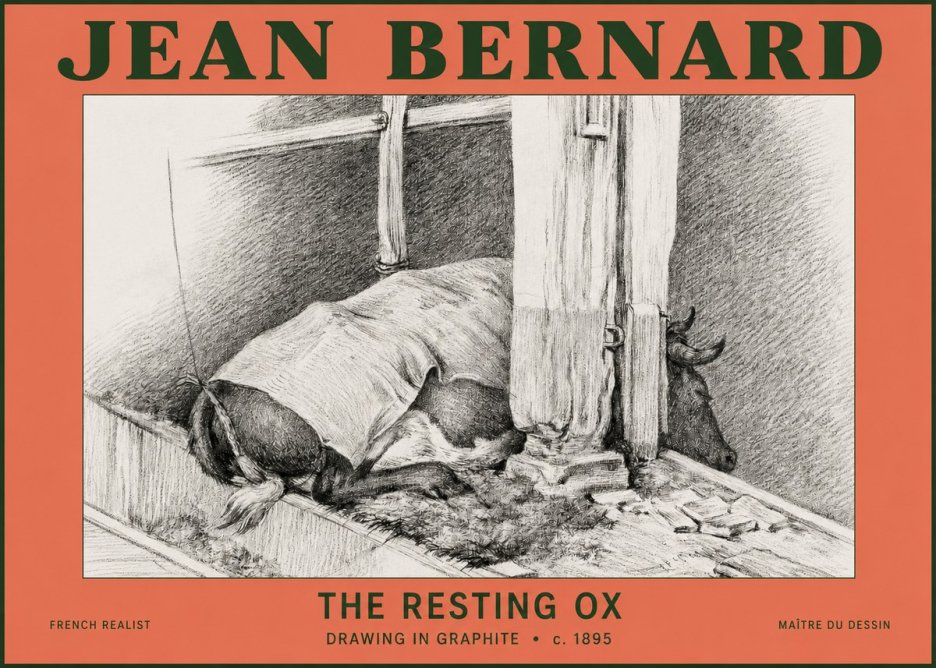 Jean Bernard The Resting Ox No2 - Affiche
