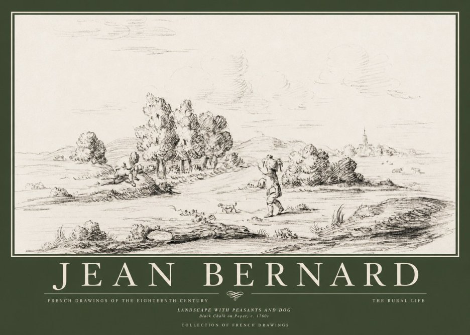 Jean Bernard Landscape with Figures and Distant Village No5 - Affiche