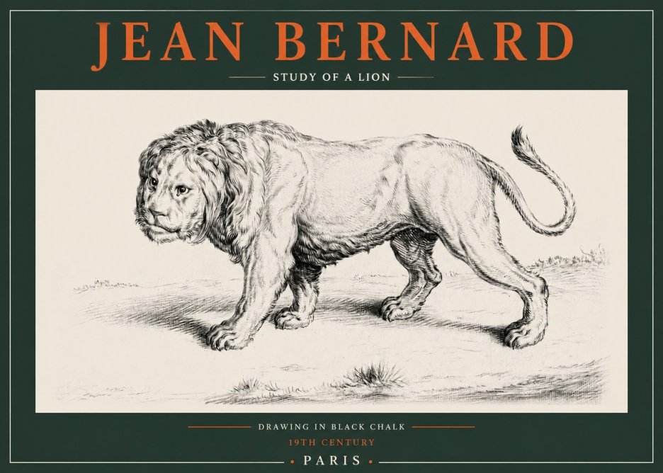 Jean Bernard Study of a Lion II No2 - Affiche