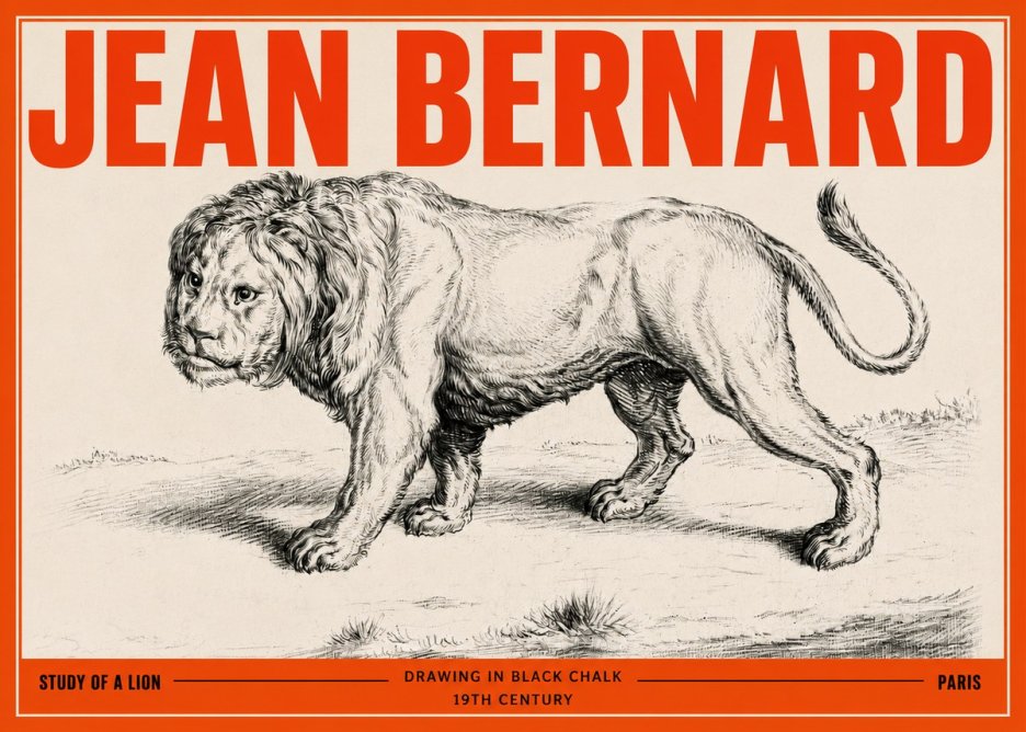 Jean Bernard Study of a Lion II No3 - Affiche