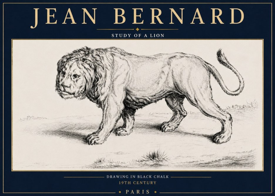 Jean Bernard Study of a Lion II No4 - Affiche