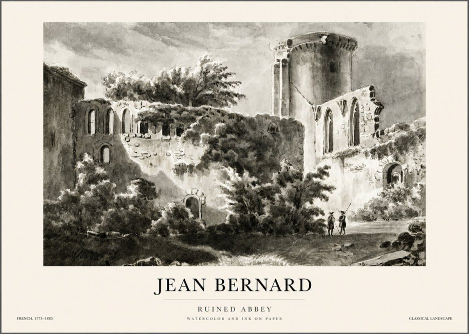 Jean Bernard Ruins of an Old Abbey No2 - Affiche