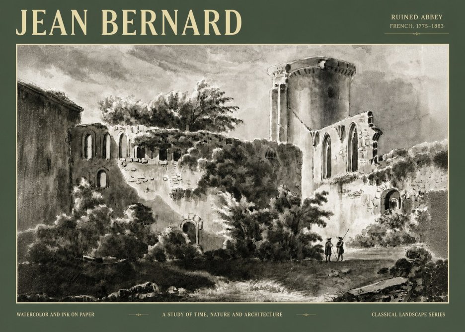 Jean Bernard Ruins of an Old Abbey No6 - Affiche