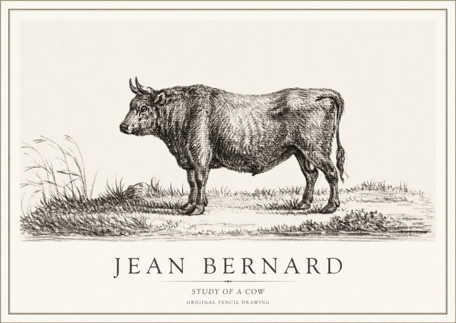 Jean Bernard Study of a Cow XIII No1 - Affiche