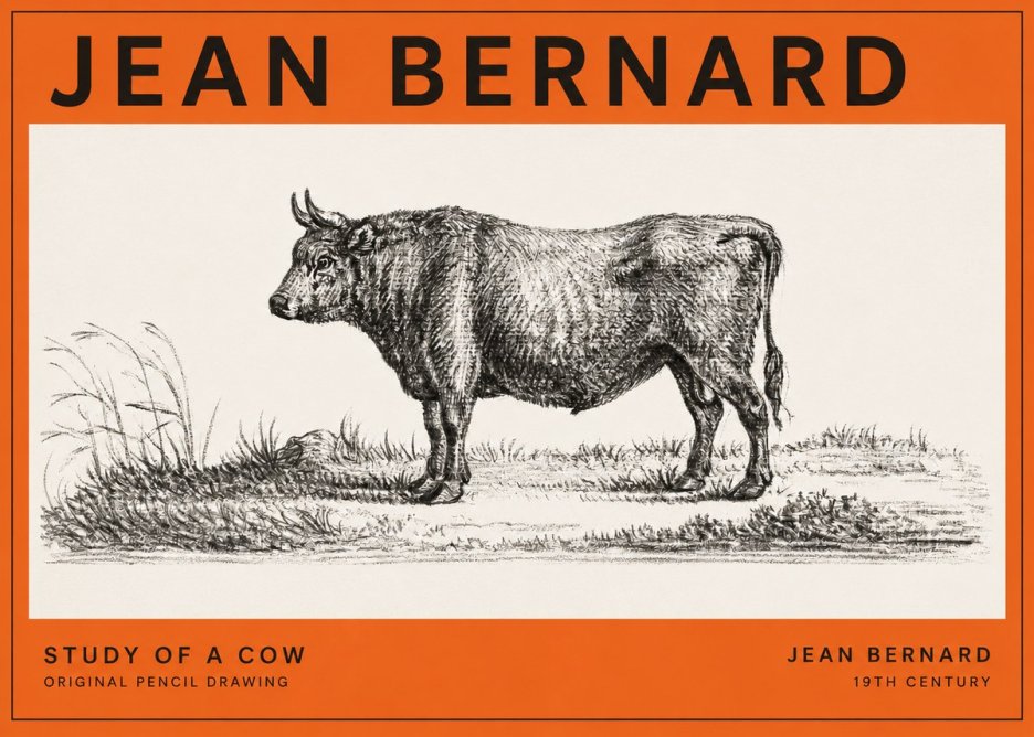 Jean Bernard Study of a Cow XIII No2 - Affiche