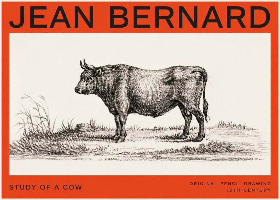 Jean Bernard Study of a Cow XIII No4 - Affiche