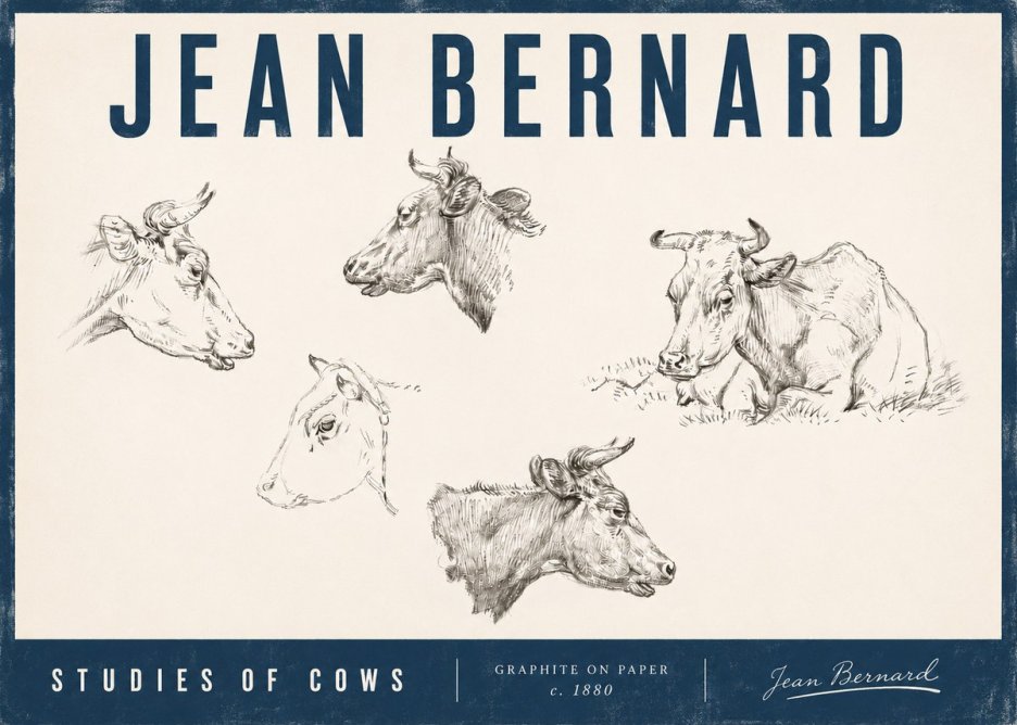 Jean Bernard Studies of Cows I No4 - Affiche