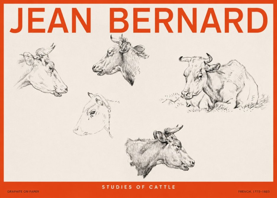 Jean Bernard Studies of Cows I No6 - Affiche