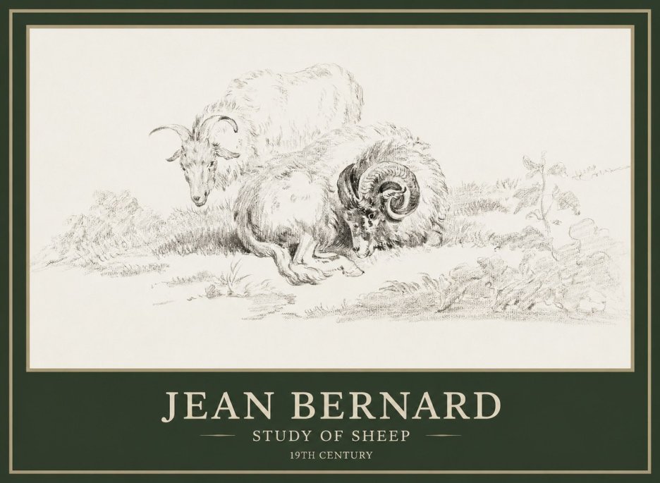 Jean Bernard Study of Sheep No1 - Affiche