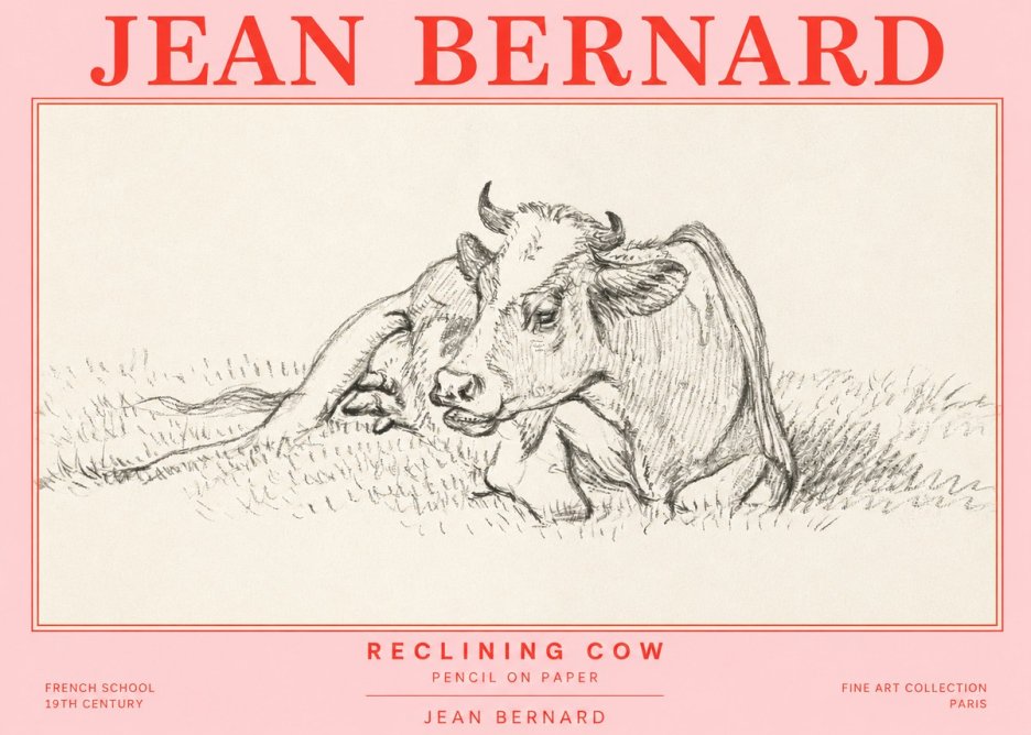 Jean Bernard Reclining Cow III No2 - Affiche