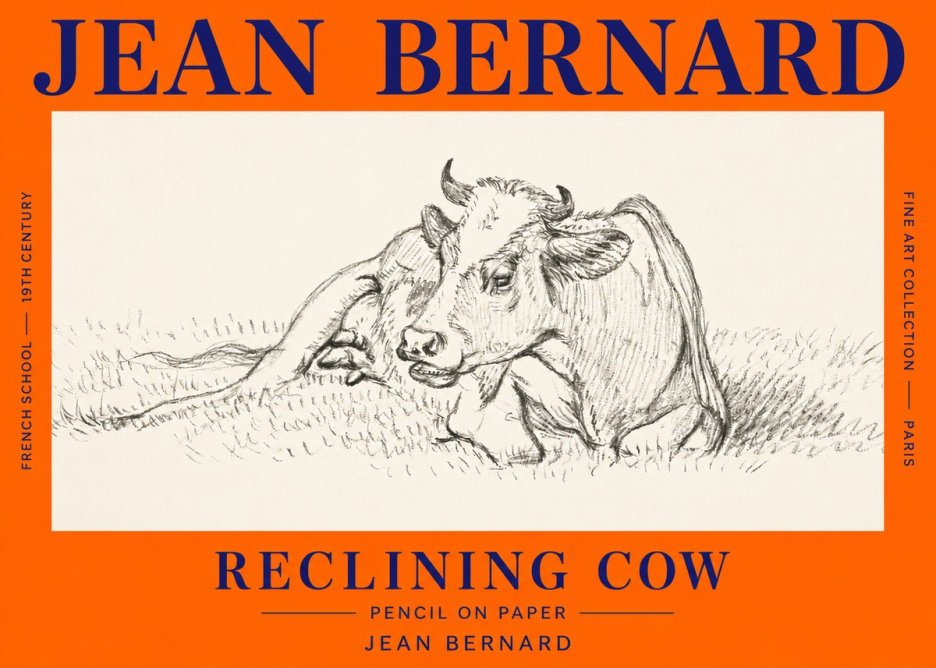 Jean Bernard Reclining Cow III No3 - Affiche