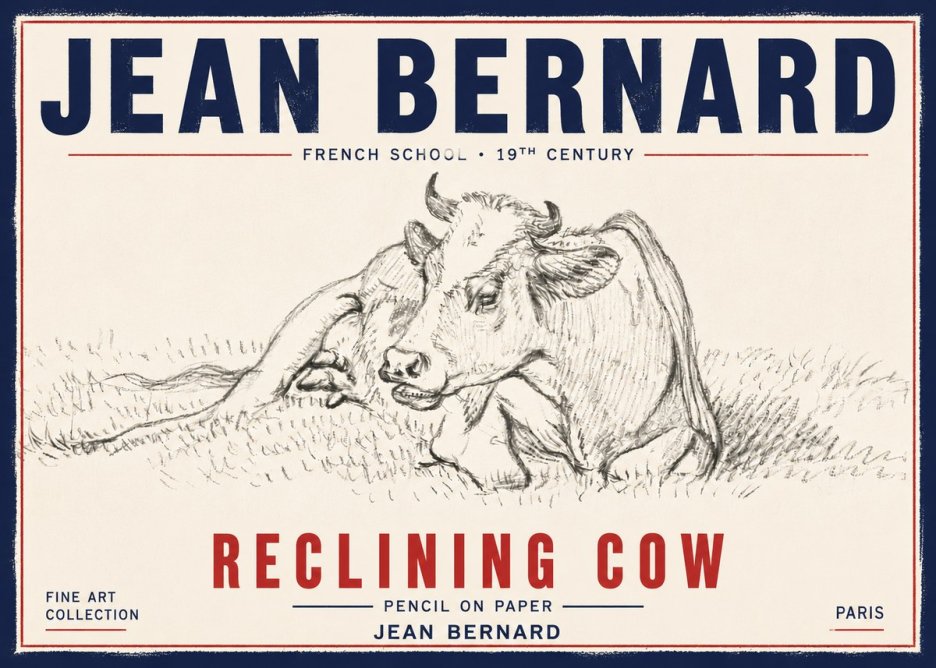 Jean Bernard Reclining Cow III No6 - Affiche