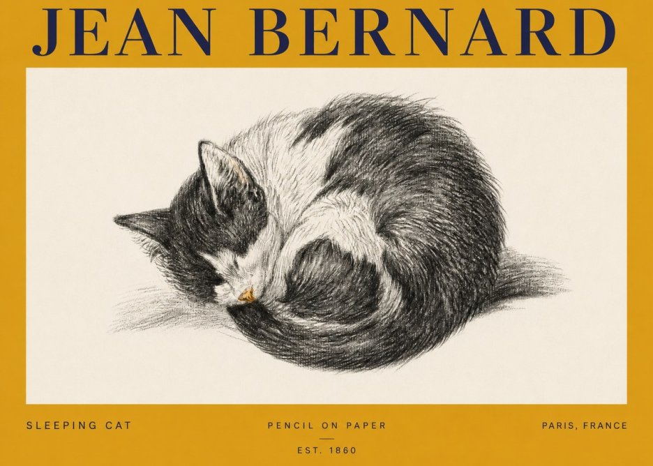 Jean Bernard Sleeping Cat VIII No3 - Affiche