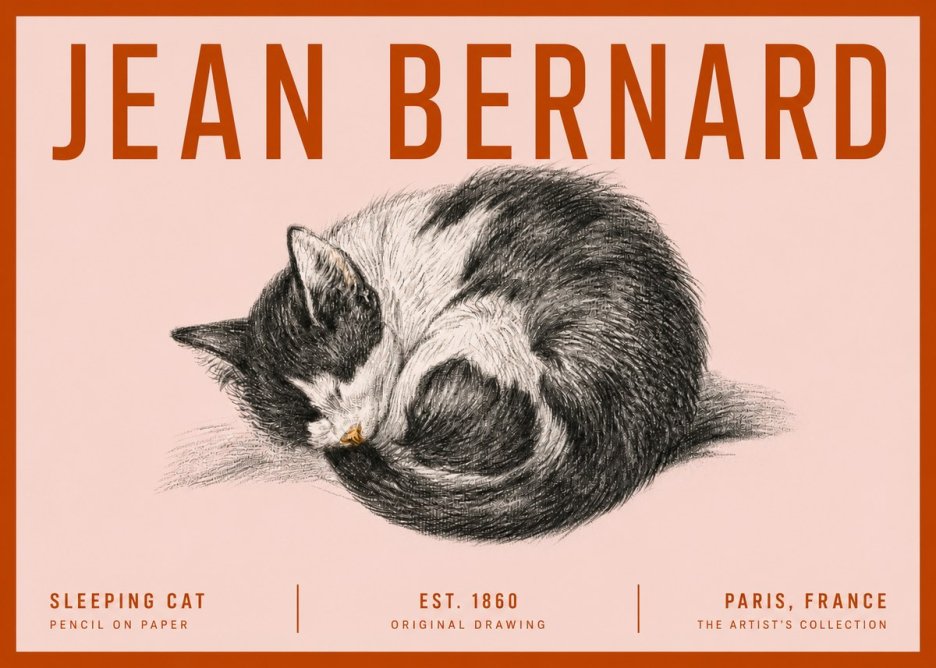 Jean Bernard Sleeping Cat VIII No5 - Affiche