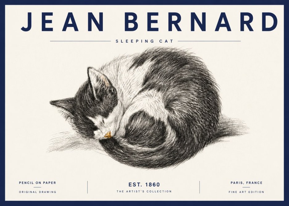 Jean Bernard Sleeping Cat VIII No6 - Affiche